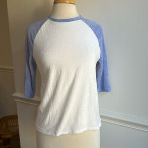Goldie Lewinter Baseball Style Terrycloth Shirt Top XS EUC